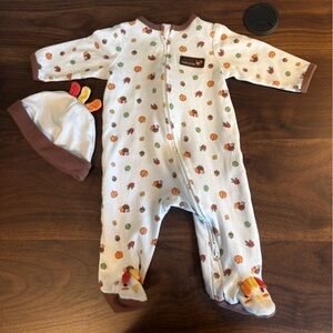 Little Me 3 Month My First Thanksgiving Footie with Hat